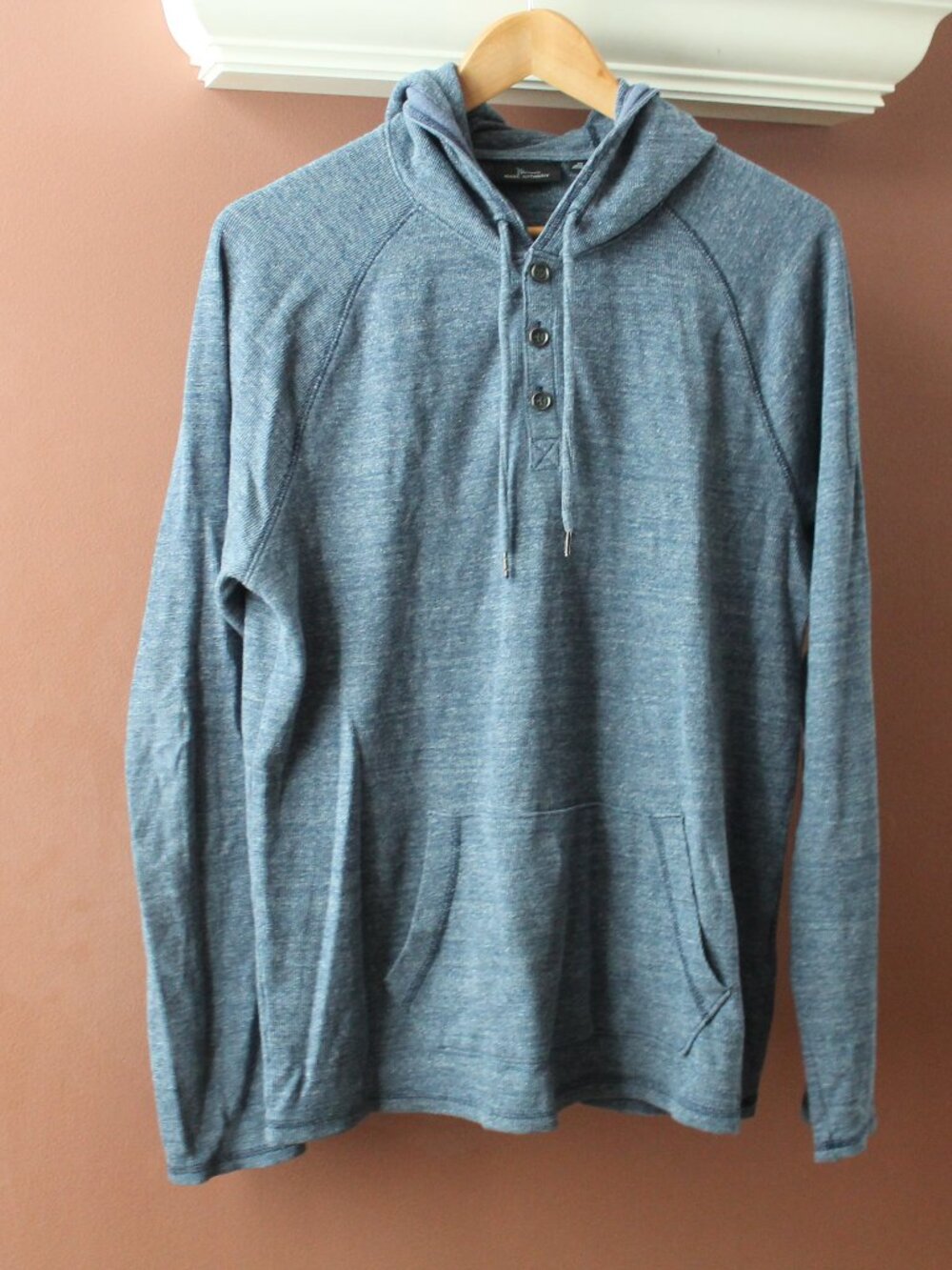 Marc Anthony Blue Cotton‎ Hoodie Size M Button Placket